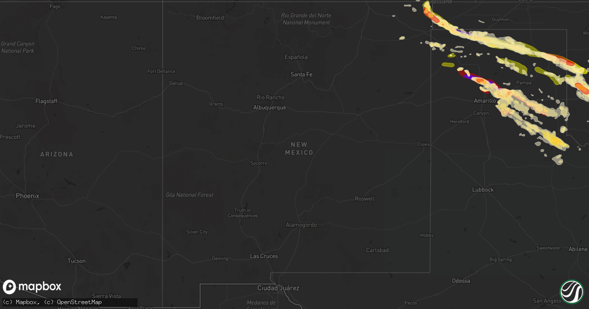 Hail map in New Mexico on May 16, 2016