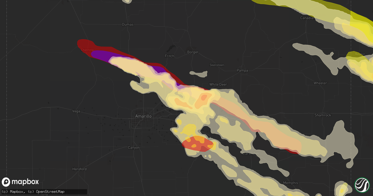 Hail map in Panhandle, TX on May 16, 2016