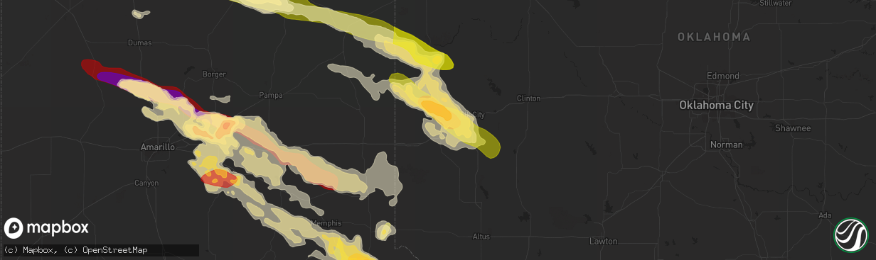 Hail map in Sayre, OK on May 16, 2016