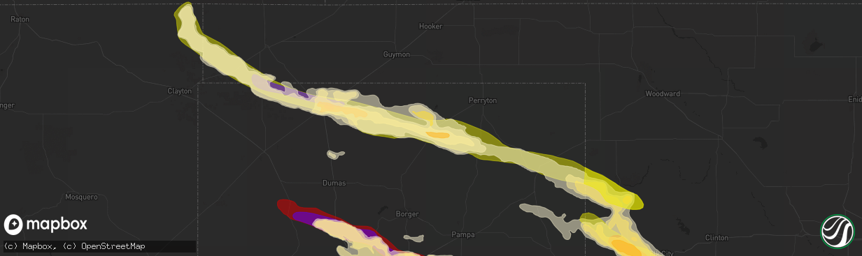 Hail map in Spearman, TX on May 16, 2016