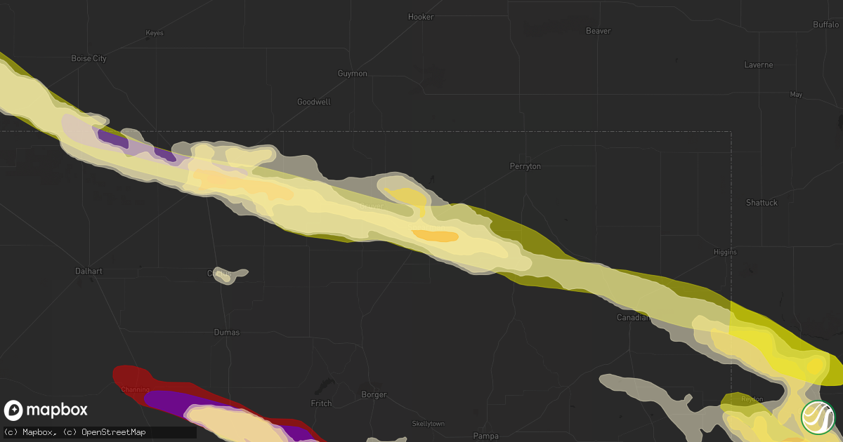 Hail map in Spearman, TX on May 16, 2016