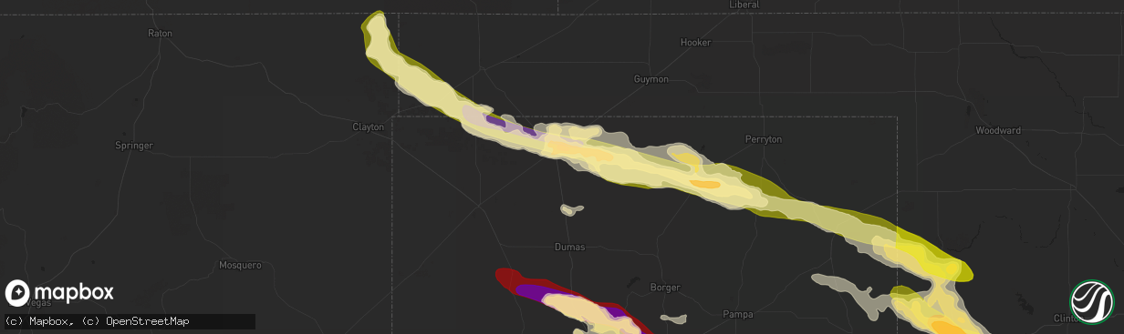 Hail map in Stratford, TX on May 16, 2016