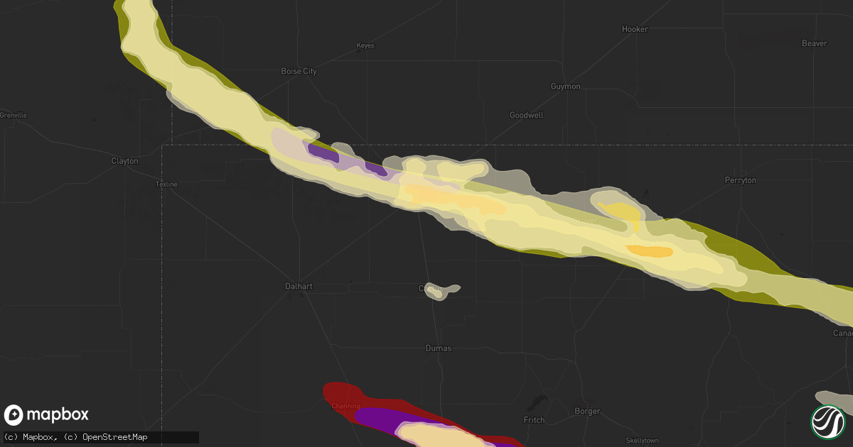 Hail map in Stratford, TX on May 16, 2016