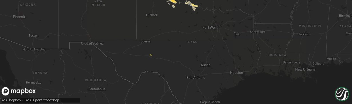 Hail map in Texas on May 16, 2016
