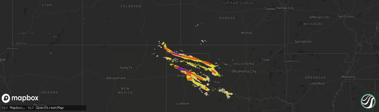Hail map on May 16, 2016