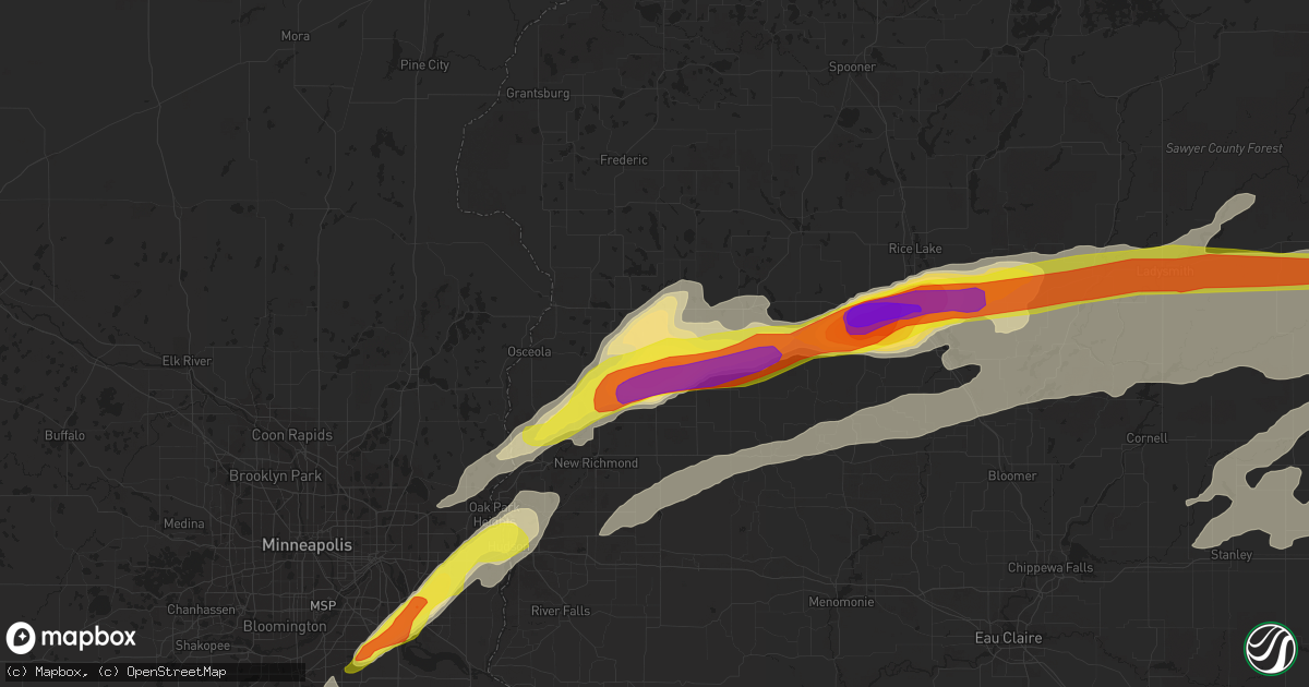 Hail map in Amery, WI on May 16, 2017