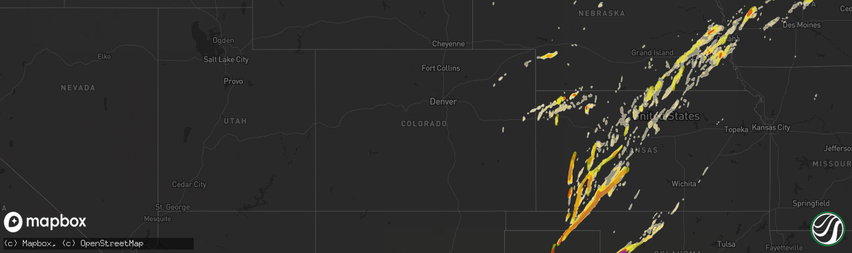 Hail map in Colorado on May 16, 2017