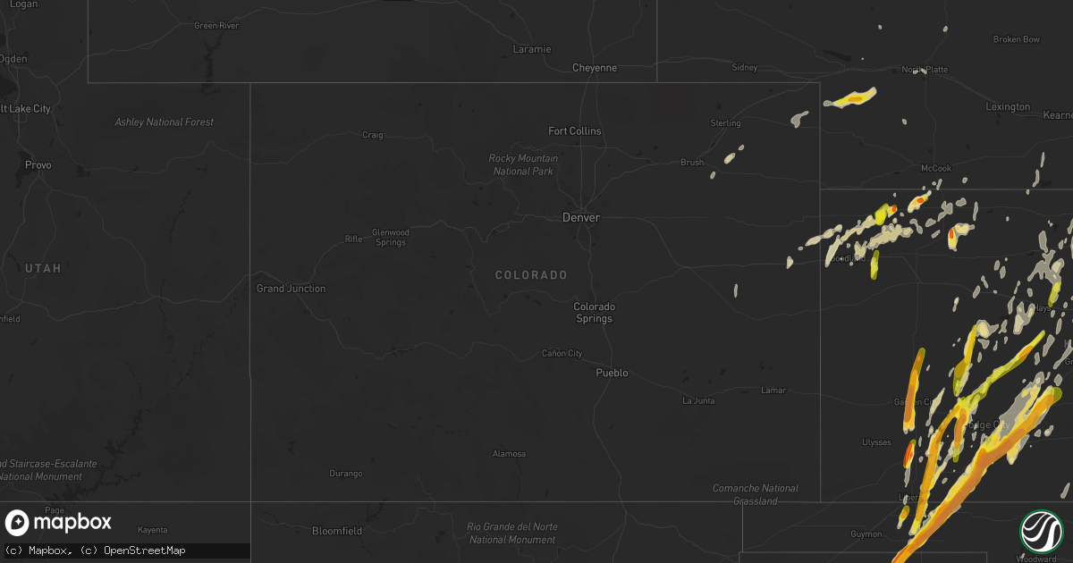 Hail map in Colorado on May 16, 2017