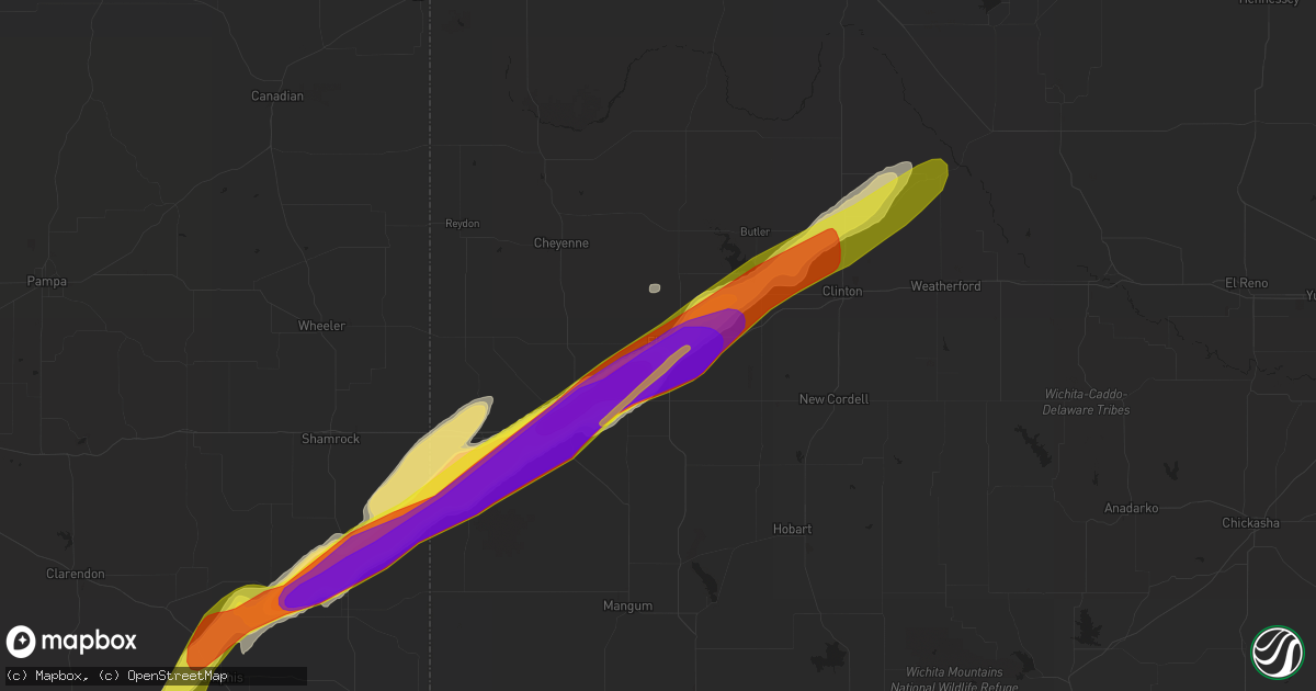 Hail map in Elk City, OK on May 16, 2017