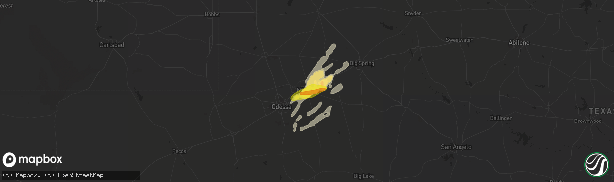 Hail map in Midland, TX on May 16, 2017