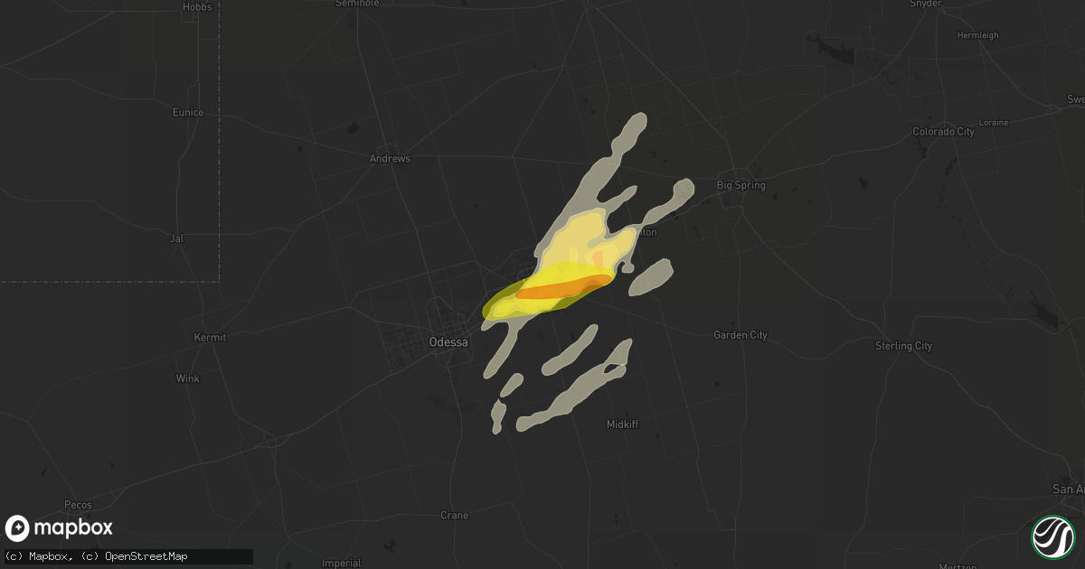 Hail map in Midland, TX on May 16, 2017