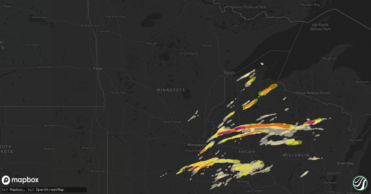 Hail map in Minnesota on May 16, 2017
