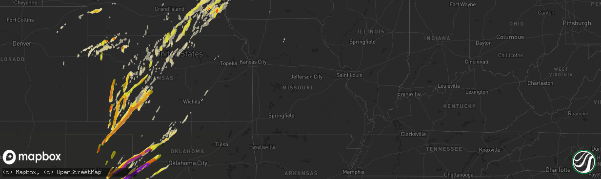 Hail map in Missouri on May 16, 2017