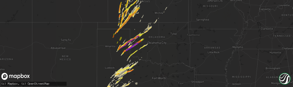 Hail map in Oklahoma on May 16, 2017