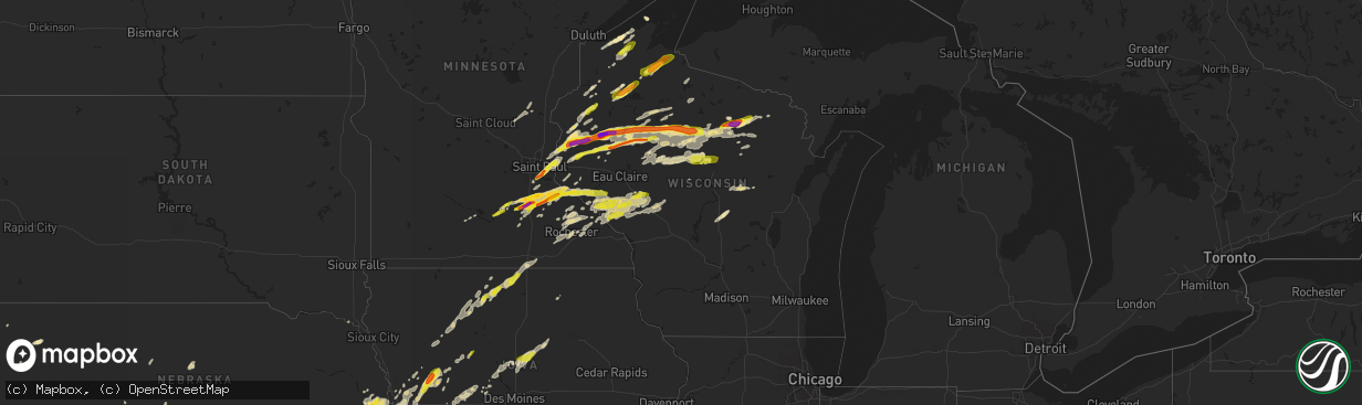 Hail map in Wisconsin on May 16, 2017