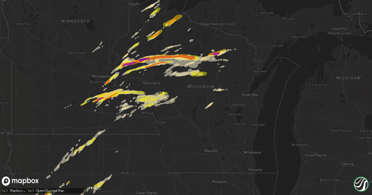 Hail map in Wisconsin on May 16, 2017