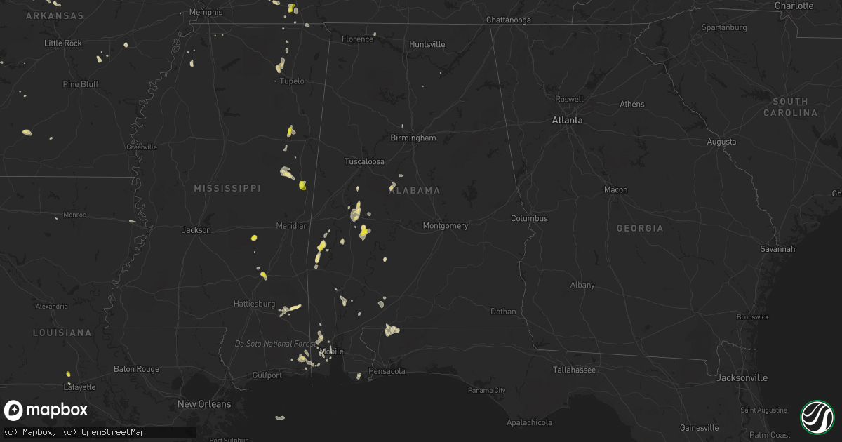 Hail map in Alabama on May 16, 2018