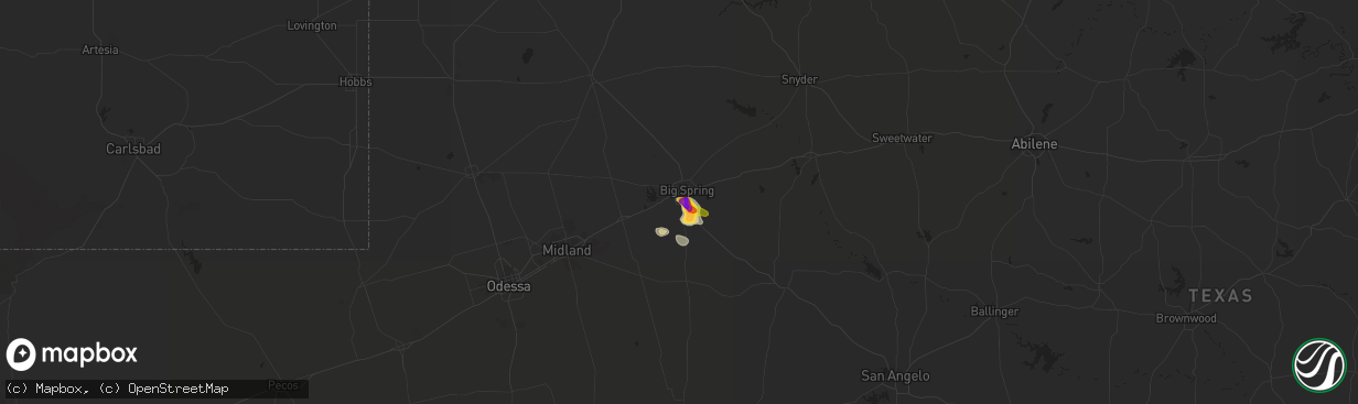 Hail map in Big Spring, TX on May 16, 2018