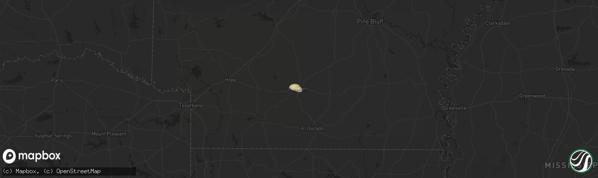 Hail map in Camden, AR on May 16, 2018