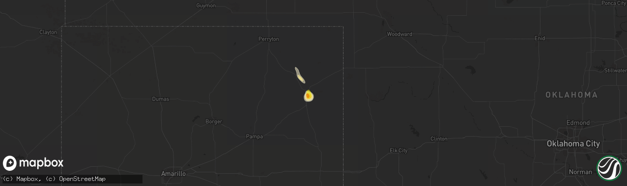 Hail map in Canadian, TX on May 16, 2018