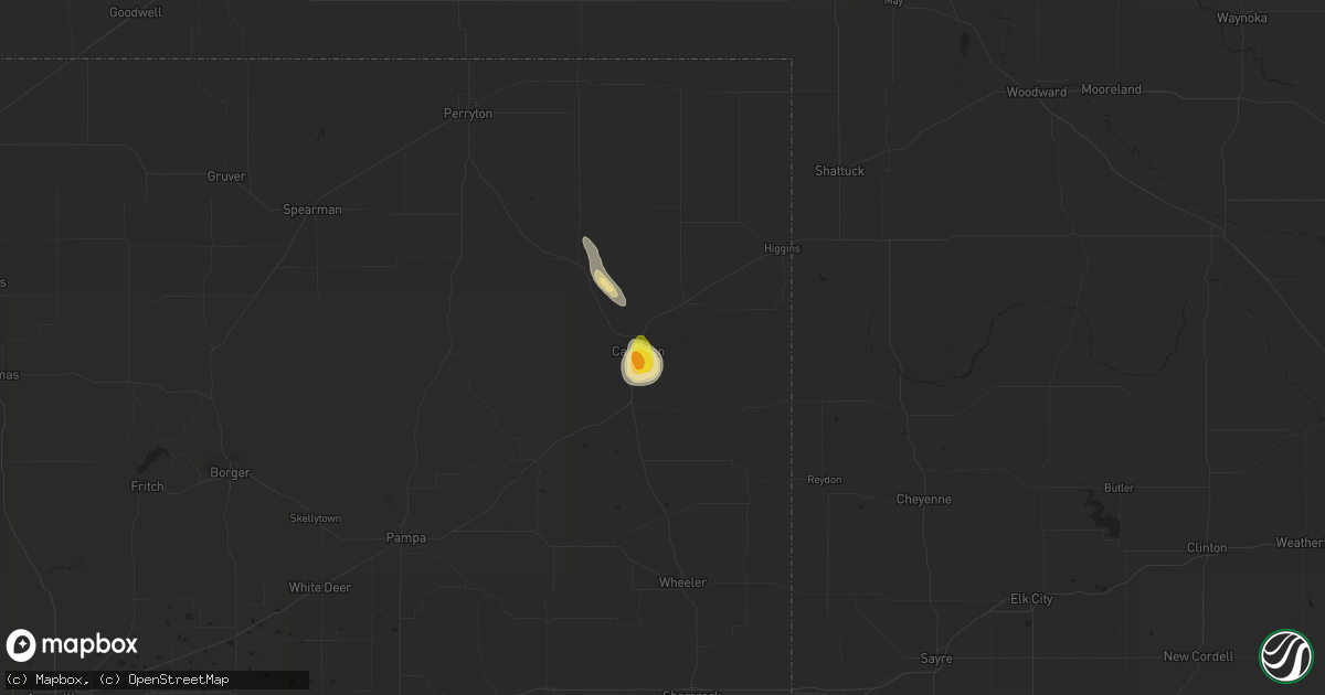 Hail map in Canadian, TX on May 16, 2018