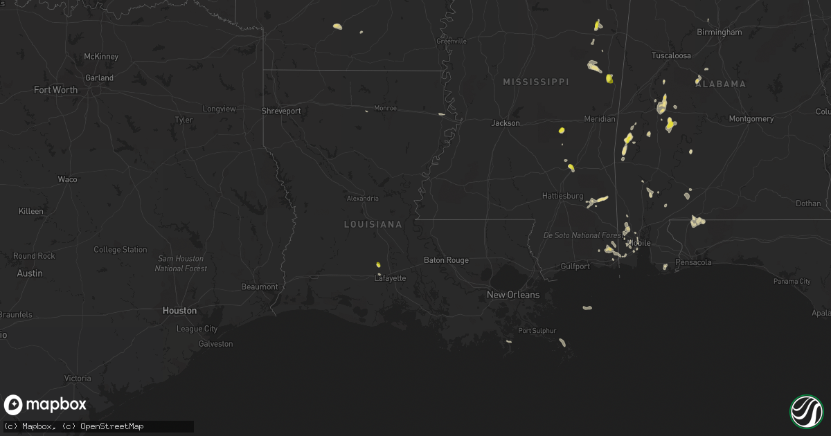 Hail map in Louisiana on May 16, 2018