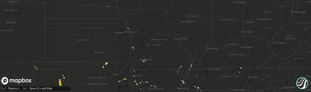 Hail map in Missouri on May 16, 2018