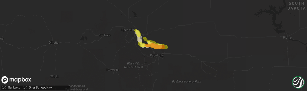 Hail map in Piedmont, SD on May 16, 2018