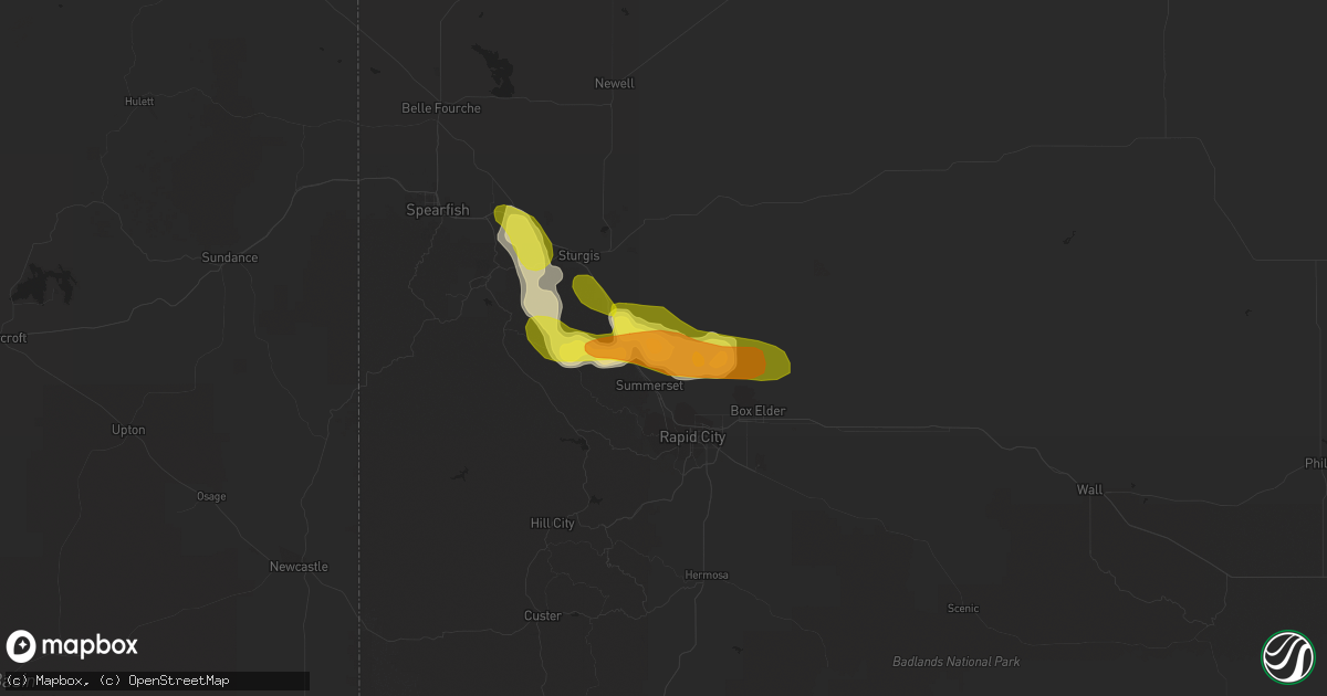 Hail map in Piedmont, SD on May 16, 2018