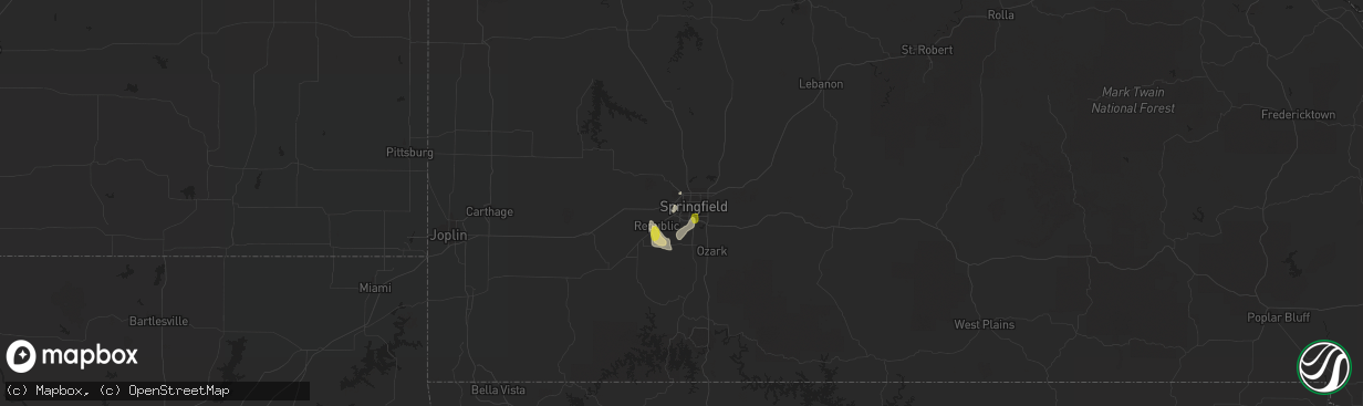 Hail map in Springfield, MO on May 16, 2018