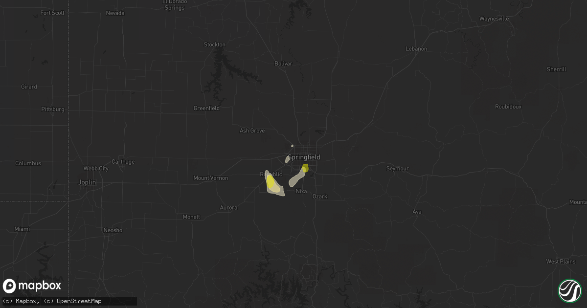 Hail map in Springfield, MO on May 16, 2018