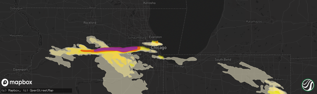 Hail map in Chicago, IL on May 16, 2019