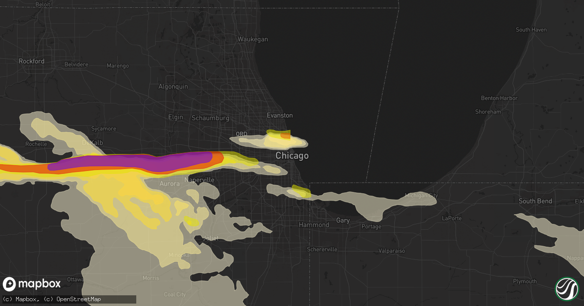 Hail map in Chicago, IL on May 16, 2019