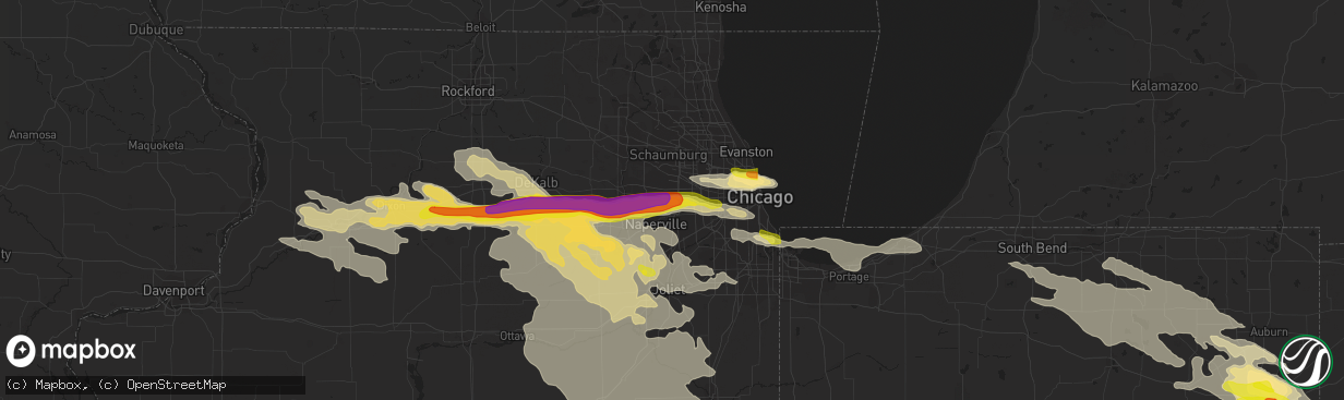 Hail map in Glen Ellyn, IL on May 16, 2019