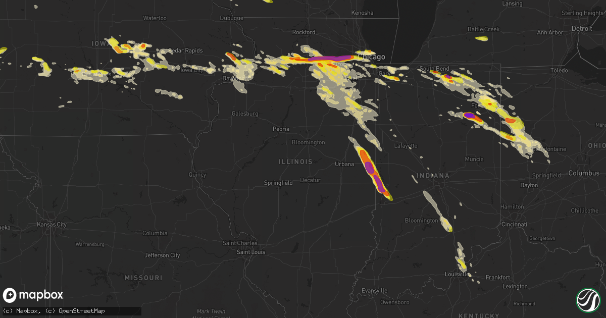 Hail map in Illinois on May 16, 2019