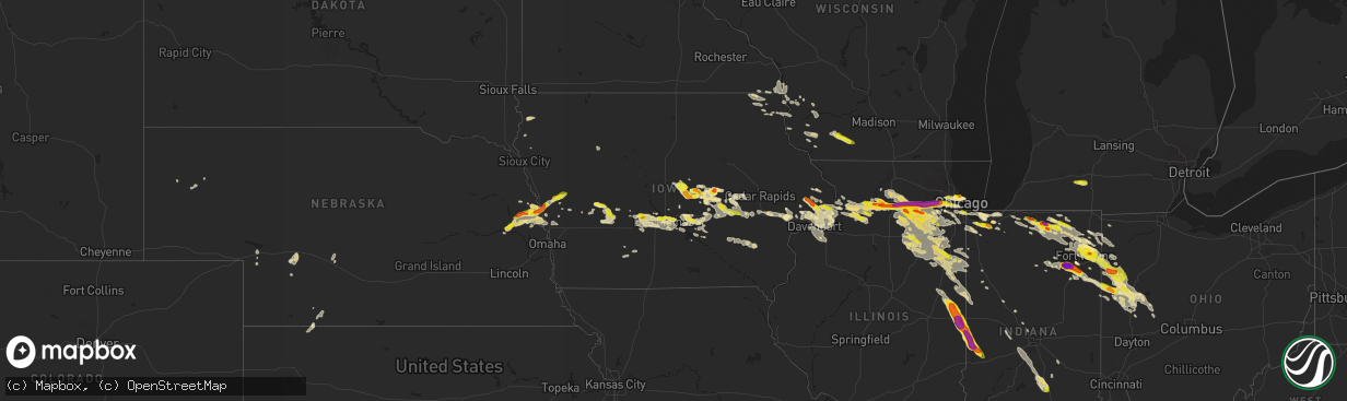 Hail map in Iowa on May 16, 2019