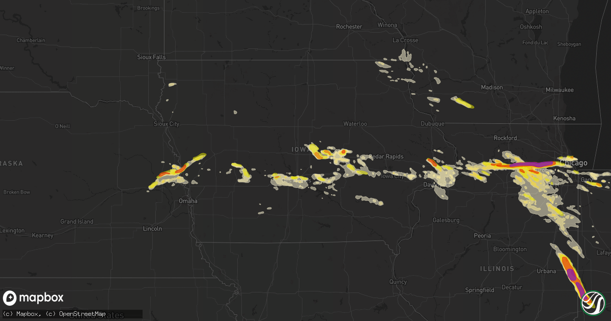 Hail map in Iowa on May 16, 2019