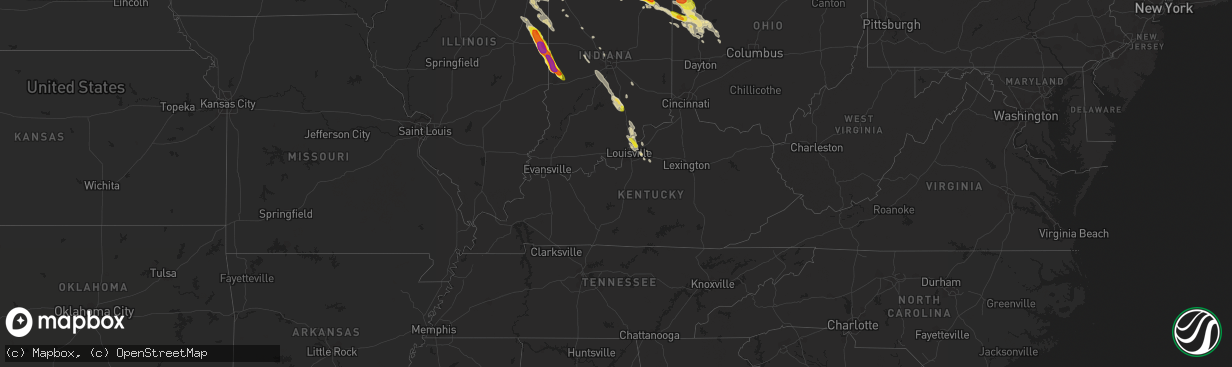 Hail map in Kentucky on May 16, 2019