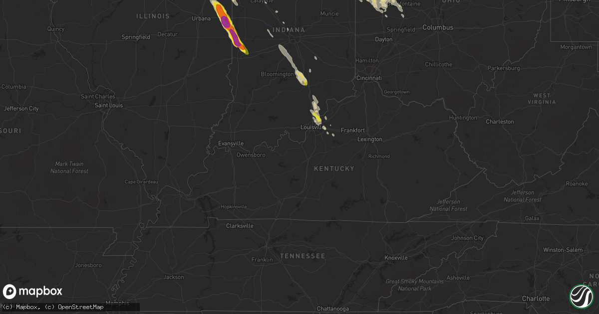 Hail map in Kentucky on May 16, 2019