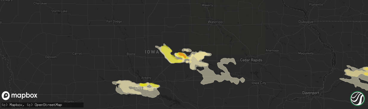 Hail map in Marshalltown, IA on May 16, 2019