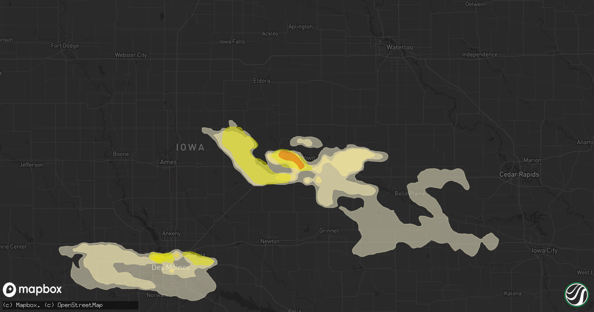 Hail map in Marshalltown, IA on May 16, 2019