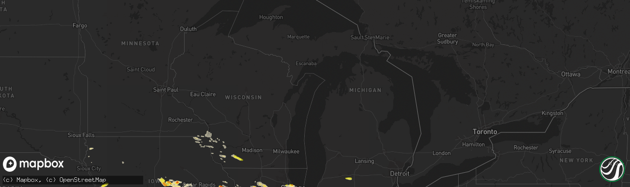 Hail map in Michigan on May 16, 2019