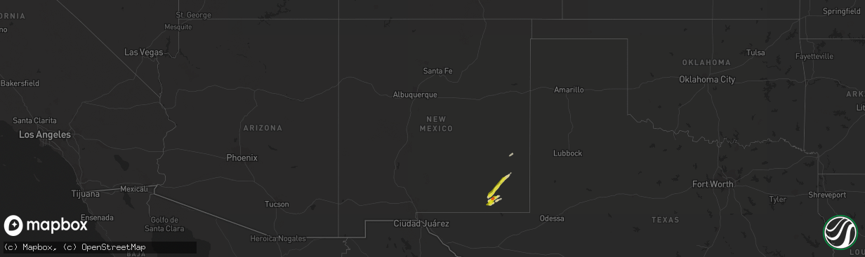 Hail map in New Mexico on May 16, 2019