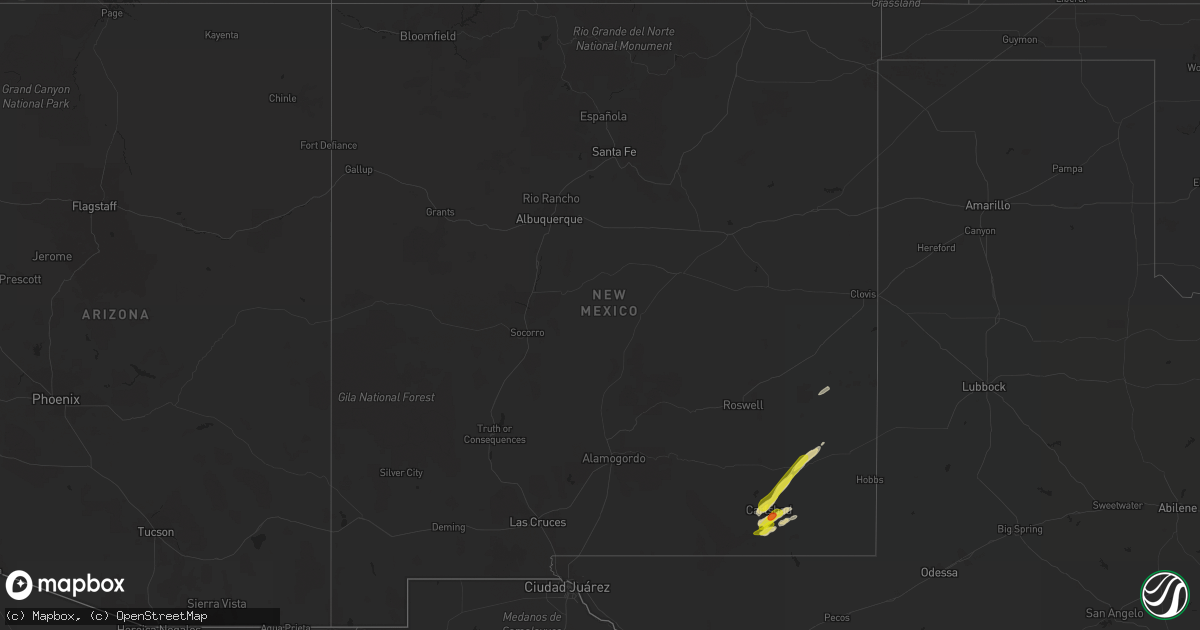 Hail map in New Mexico on May 16, 2019