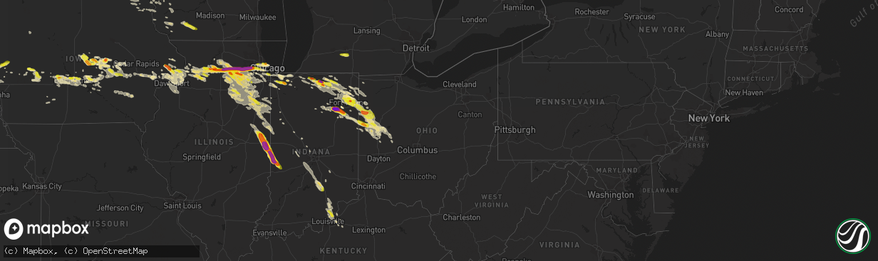 Hail map in Ohio on May 16, 2019