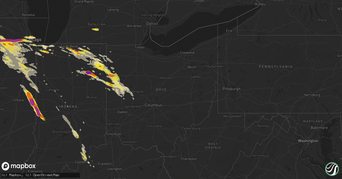 Hail map in Ohio on May 16, 2019