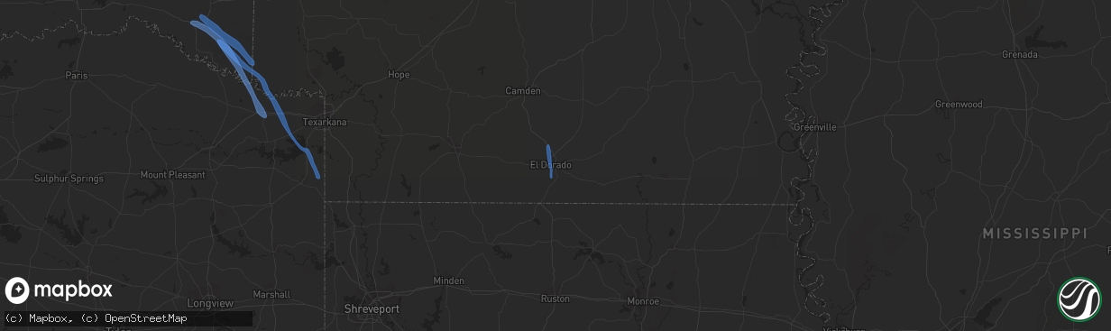 Hail map in El Dorado, AR on May 16, 2020