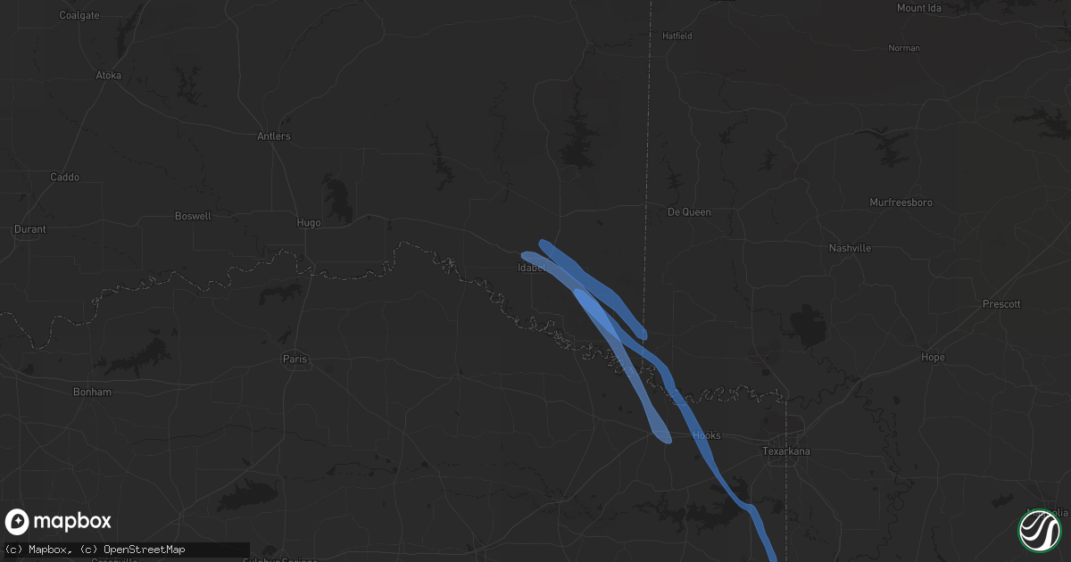 Hail map in Idabel, OK on May 16, 2020