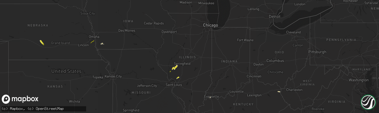 Hail map in Illinois on May 16, 2020