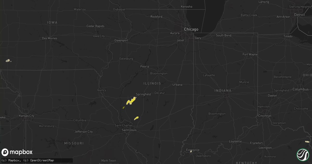 Hail map in Illinois on May 16, 2020